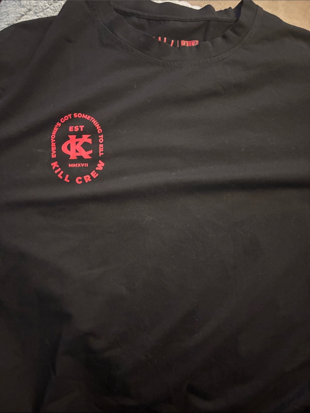 Kill Crew Black Tee with Red Chest Logo